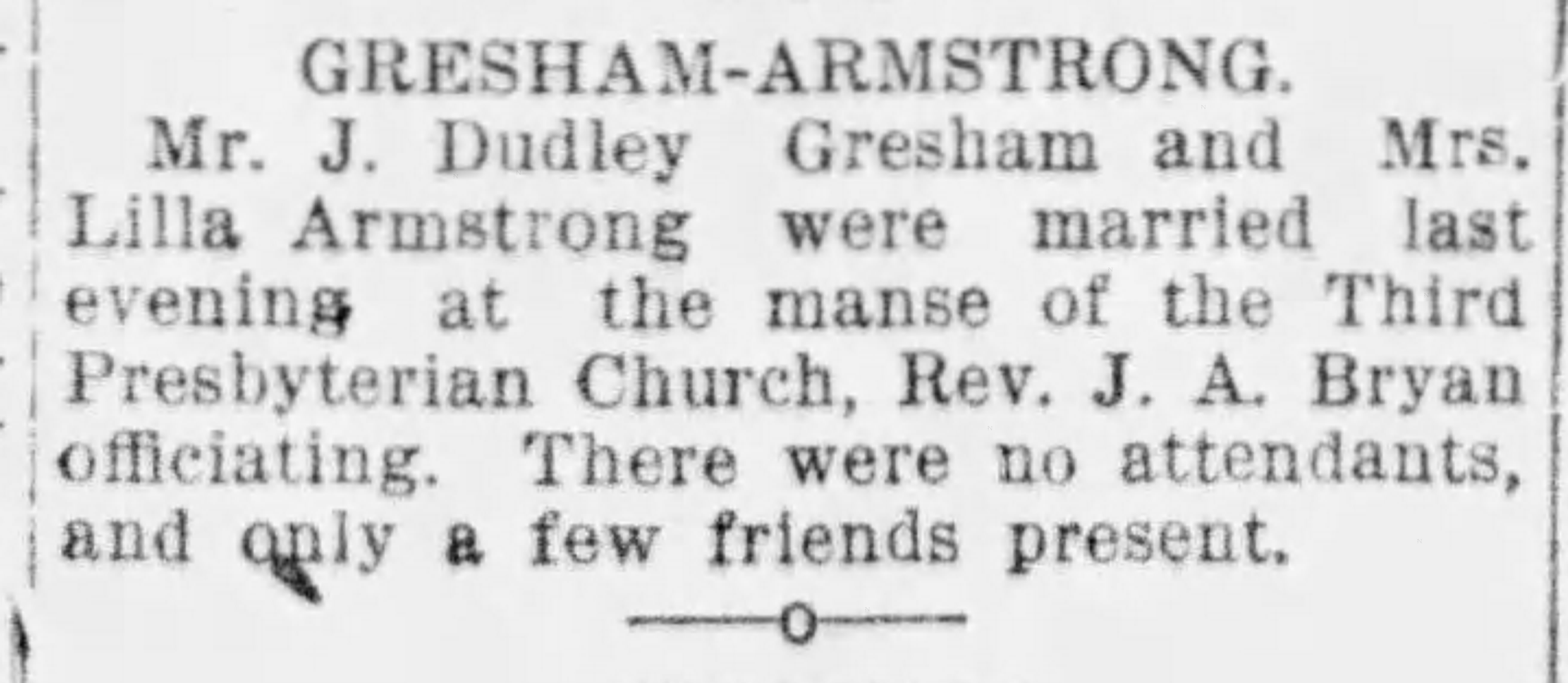 J. Dudley Gresham-Lilla Armstrong